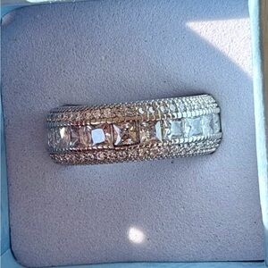New Beautiful Princess Cut CZ Diamonds Band Ring in 7